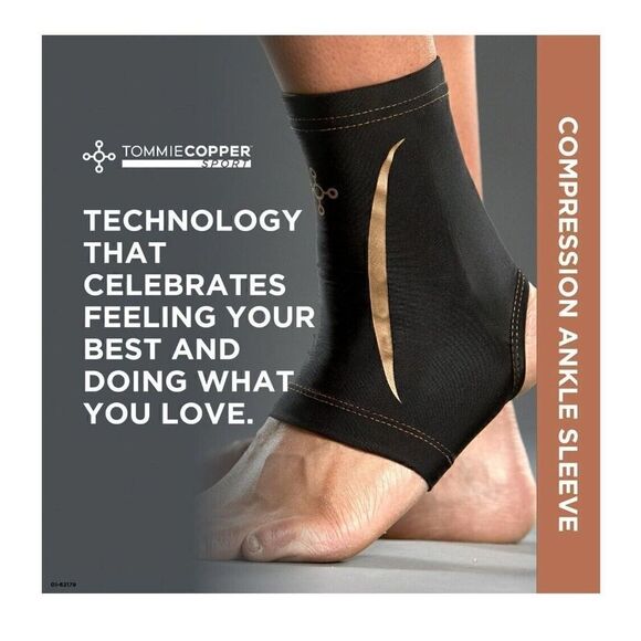 Tommie Copper Ankle Compression Sleeve Joint Ankle Pain Relief Small Medium - Picture 10 of 10